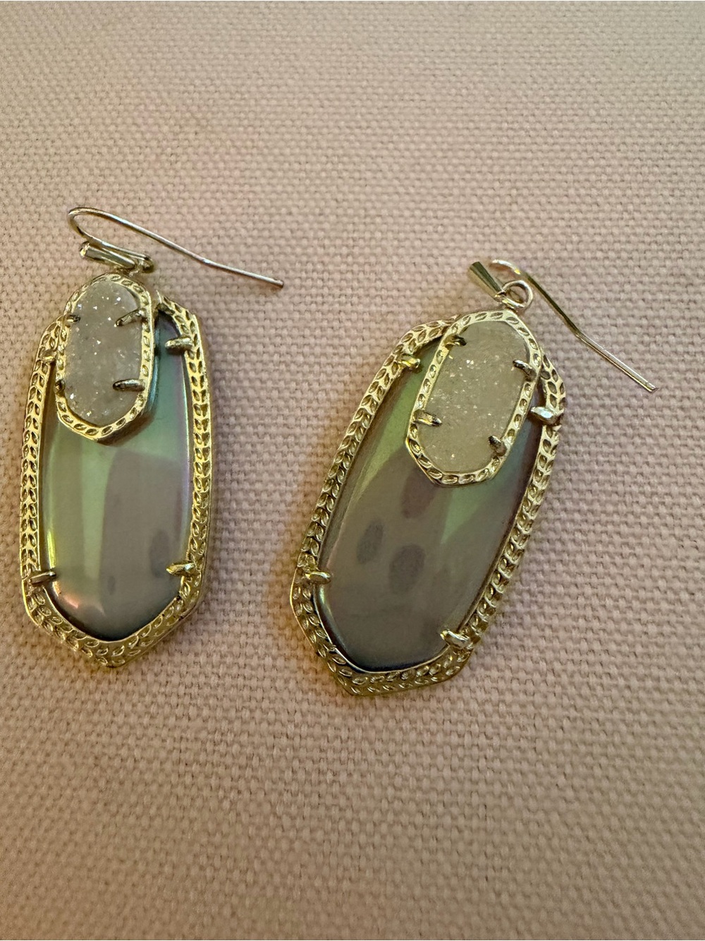 Kendra Scott Gold-Iridescent Drop Earrings with White Druzy Accents
